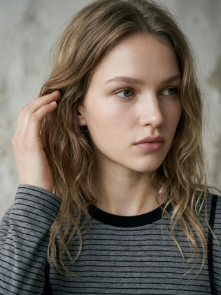 Striped Illusion Long Sleeve Tee-  Grey