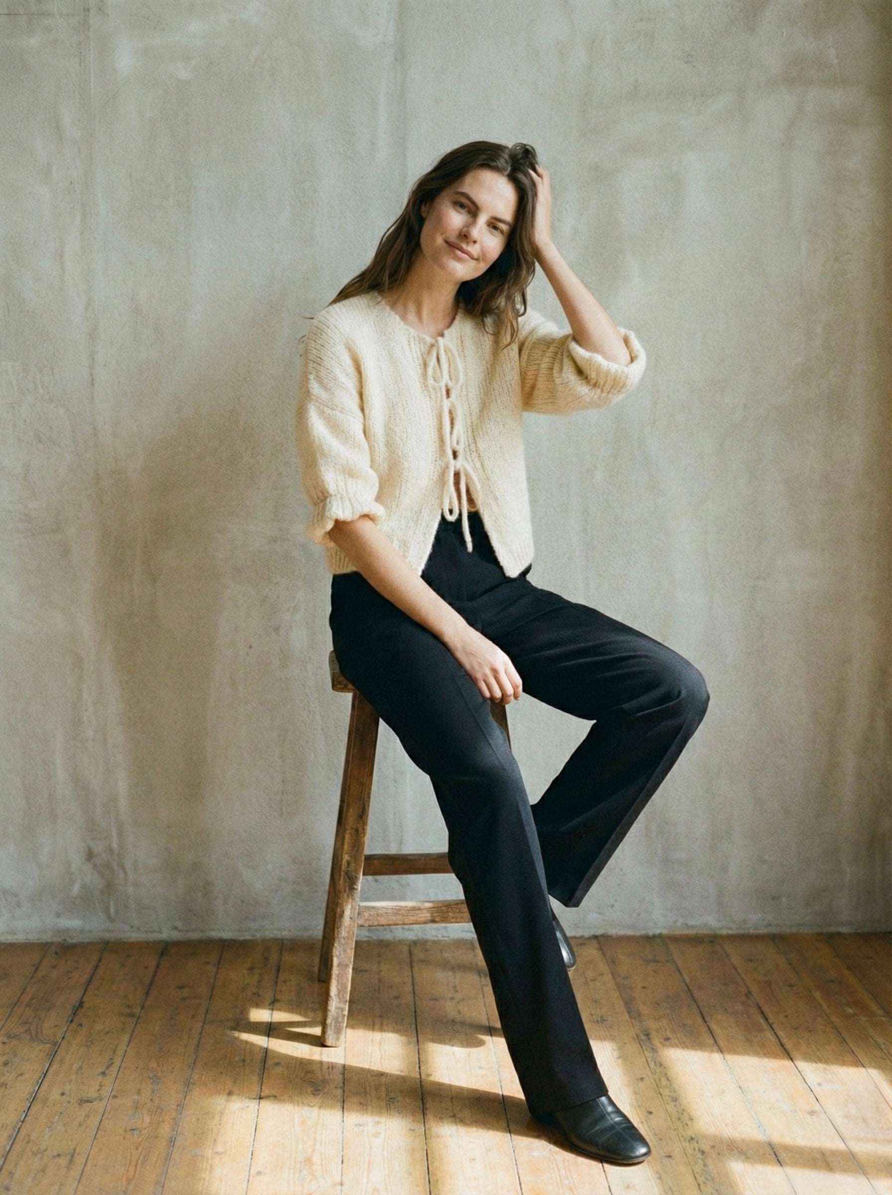 The Coquette Tie-Front Cardigan- Cream