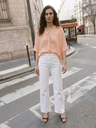THE STRIPED RESORT SHIRT- APRICOT