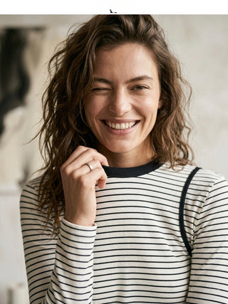 Striped Illusion Long Sleeve Tee- White