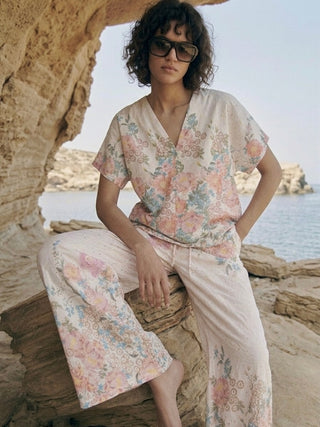 Floral Broderie Anglaise Pants
-white-Pink-Sage