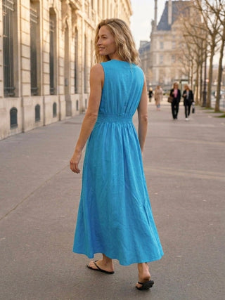 The Riviera Split-Front Jumpsuit-Cerulean
