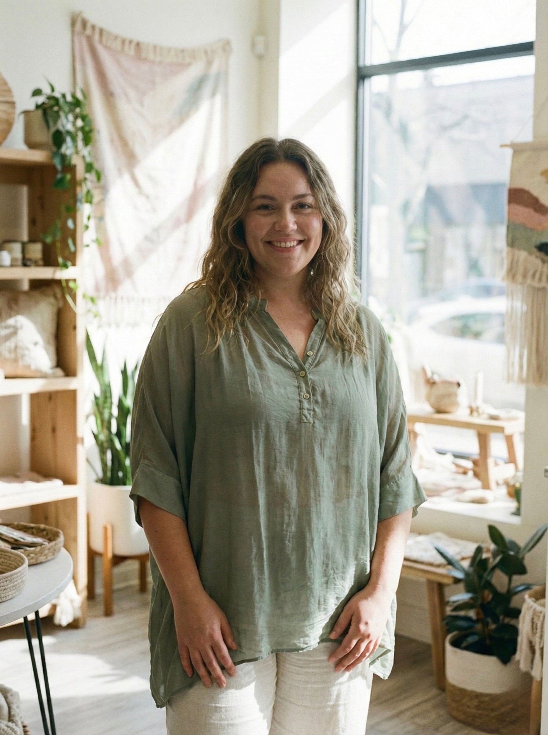The Serene Silk-Blend Henley Tunic