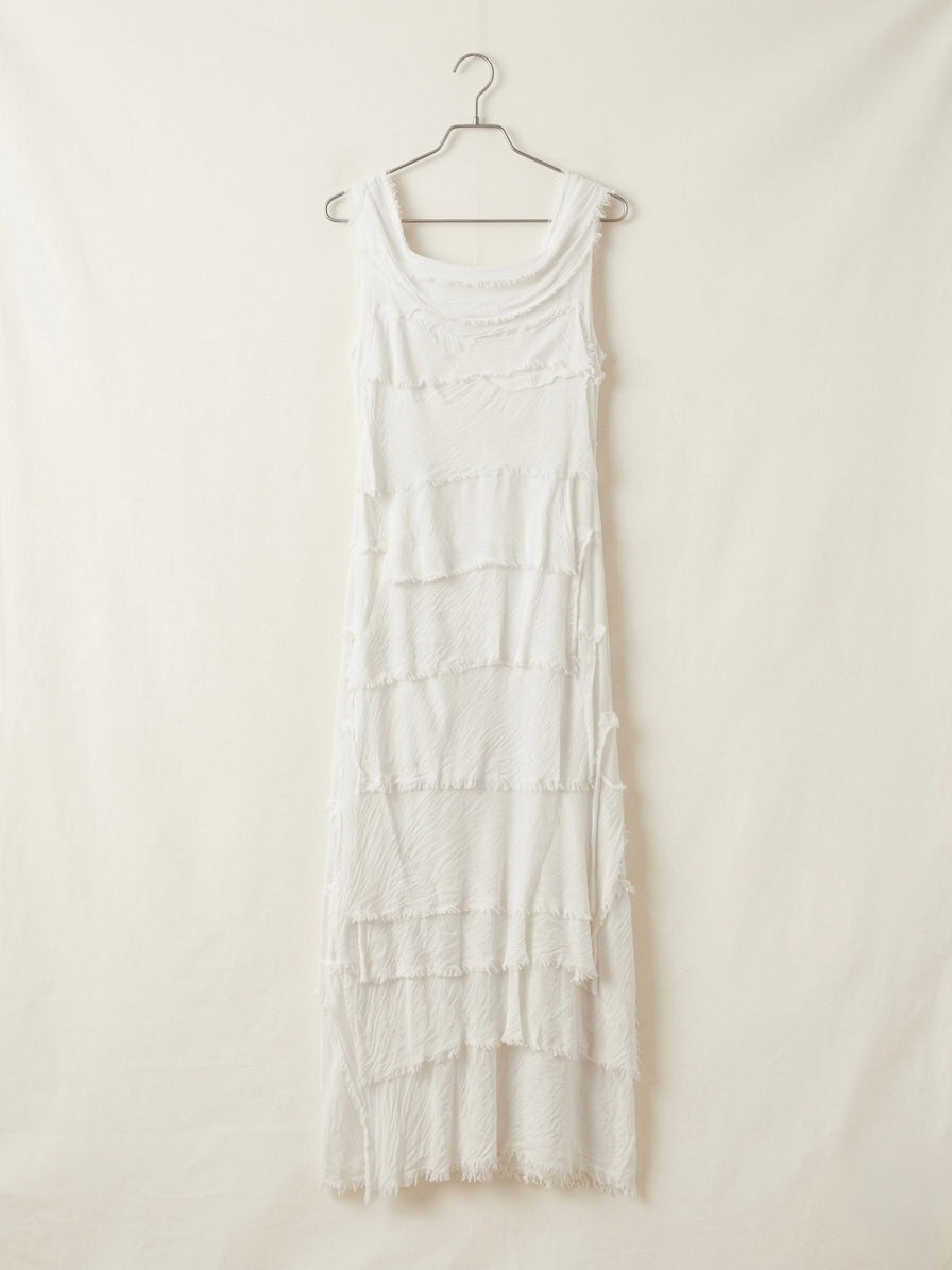 Positano Tiered Silk Maxi Dress- Cloud White