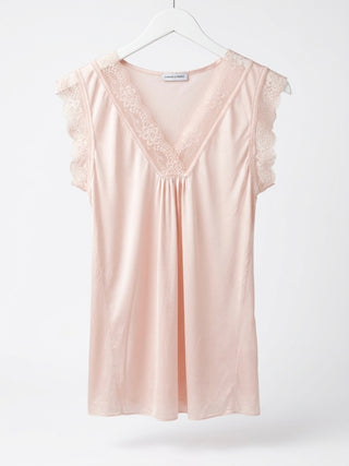 V neck Italian lace top- Blush Pink