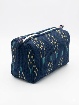 The Indigo Ikat Quilted Toiletry Bag