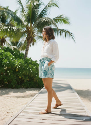 The Aria Marble Shorts- Turquoise