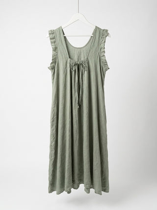 The Aria Ruffle Back-Tie Midi- Sage Green