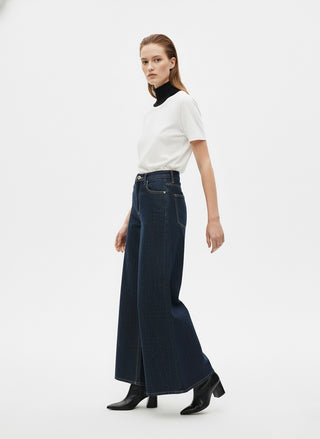 Wide-Leg Denim Culottes