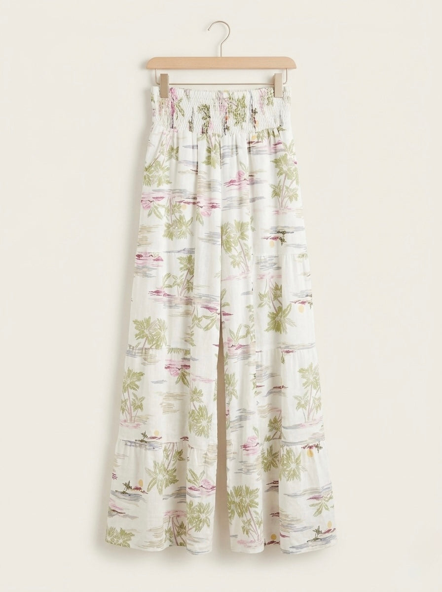The Tropical Toile Tiered Wide-Leg Pant