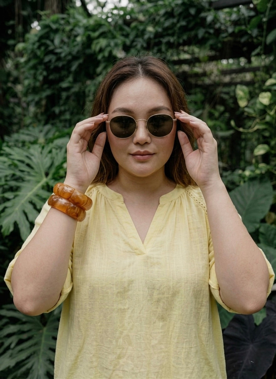 The Italian Linen Raglan Blouse- Custard