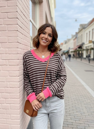 Chic Street V-Neck Striped Sweater