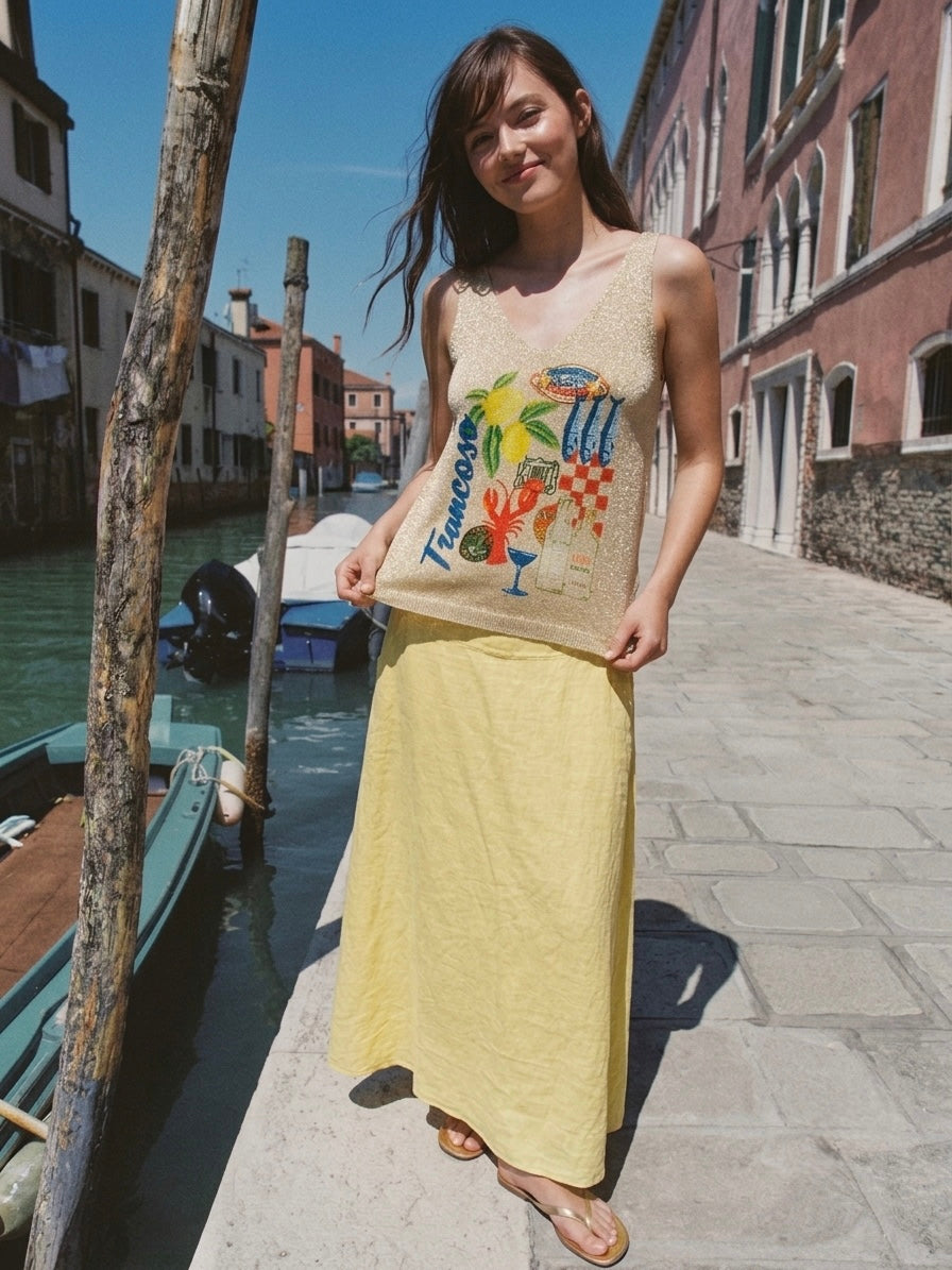 Sardine & Lobster Shimmer Knit Tank