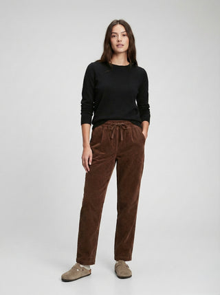 The Verona Velvet-Cord Jogger- Chocolate Brown