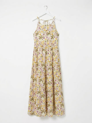 Garden Lace-Back Linen Maxi Dress
