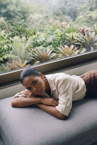 Oversized Button Down Linen Shirt-Oatmeal