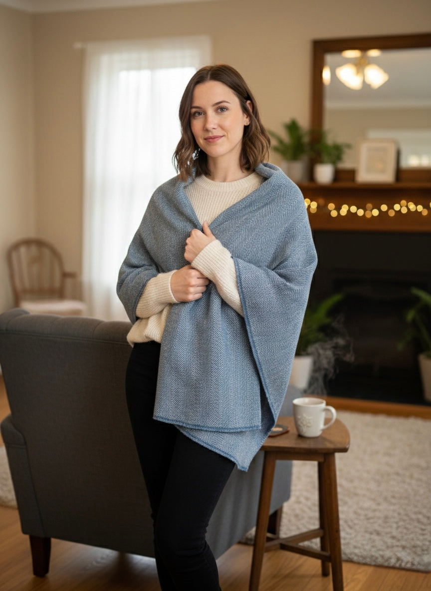 The Serenity Cashmere Blend Throw- Blue