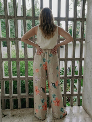 The Islandia Wide-Leg Linen Pant- light taupe