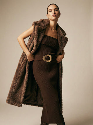 The Prato Cable-Texture Faux Fur Gilet