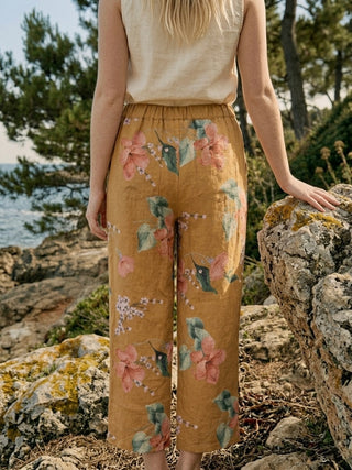 The Islandia Wide-Leg Linen Pant- Tan