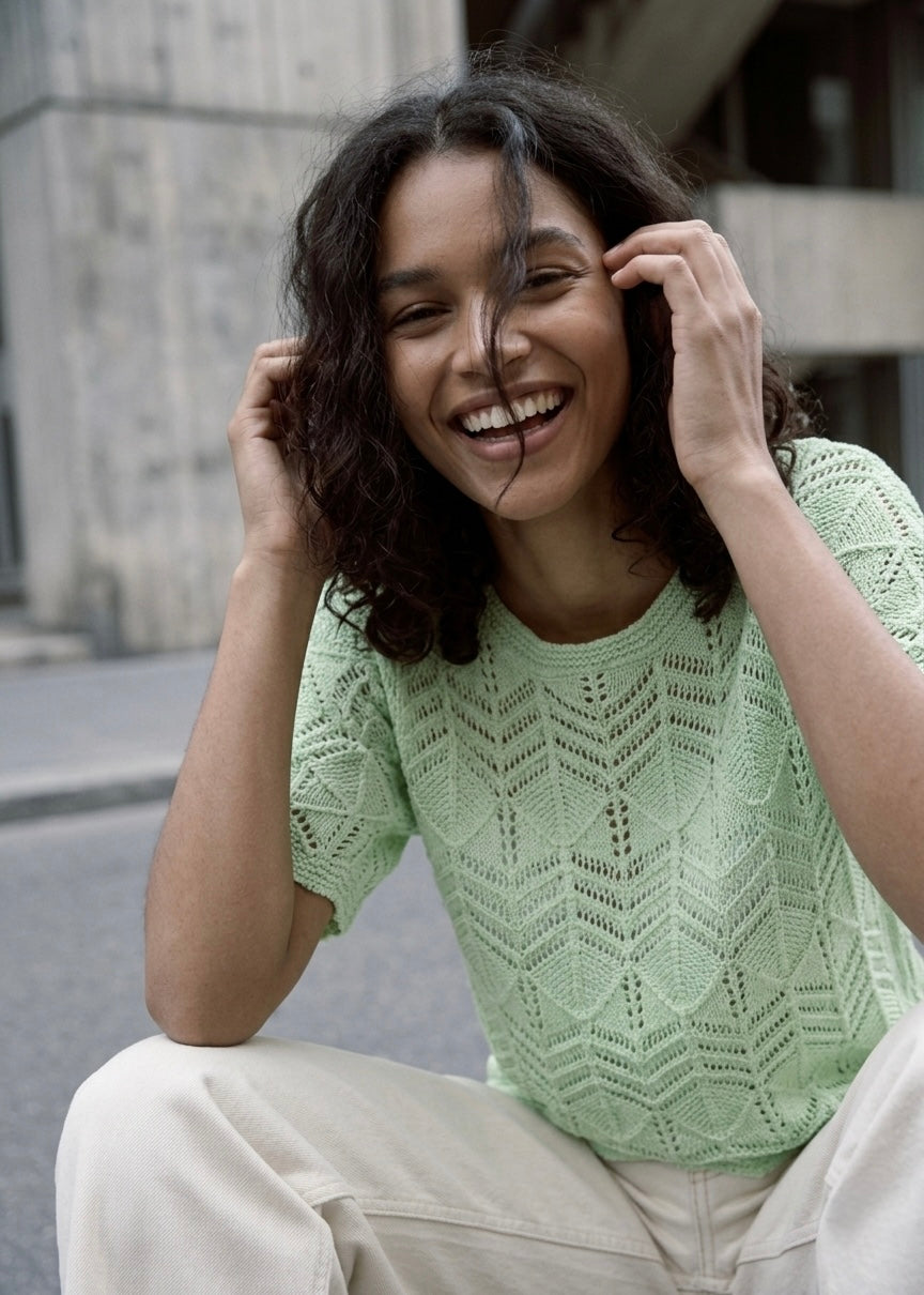 The Capri Chevron Knit Top- Pistachio Sorbet