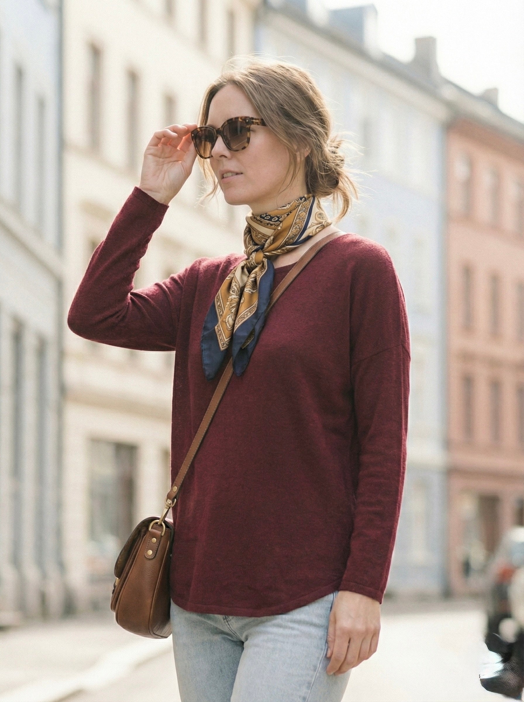 The Italian Soft Scoop Neck Sweater- Burgundy