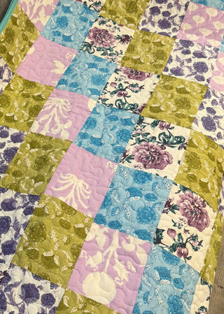 Heritage Botanical Twin Size Reversible Patchwork Quilt