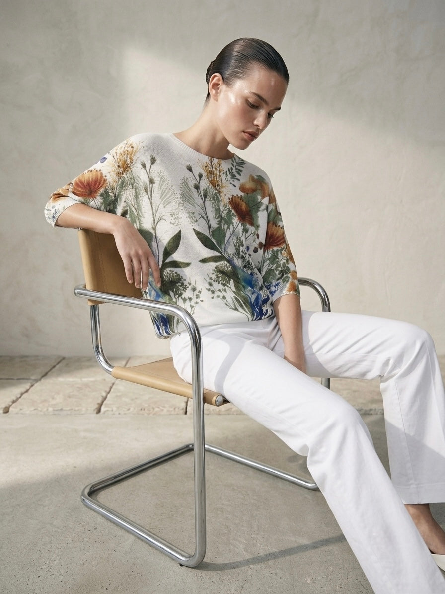 Draped Art Top- Wildflower Print