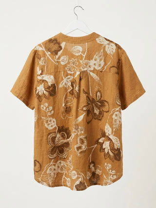 LINEN PRINTED BLOUSE WITH CHINE DETAILS