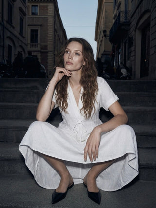 The Portofino Drawstring Midi- Antique White