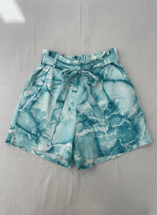The Aria Marble Shorts- Turquoise