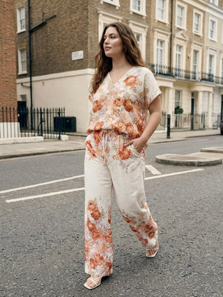 Floral Broderie Anglaise Trousers- Terracotta