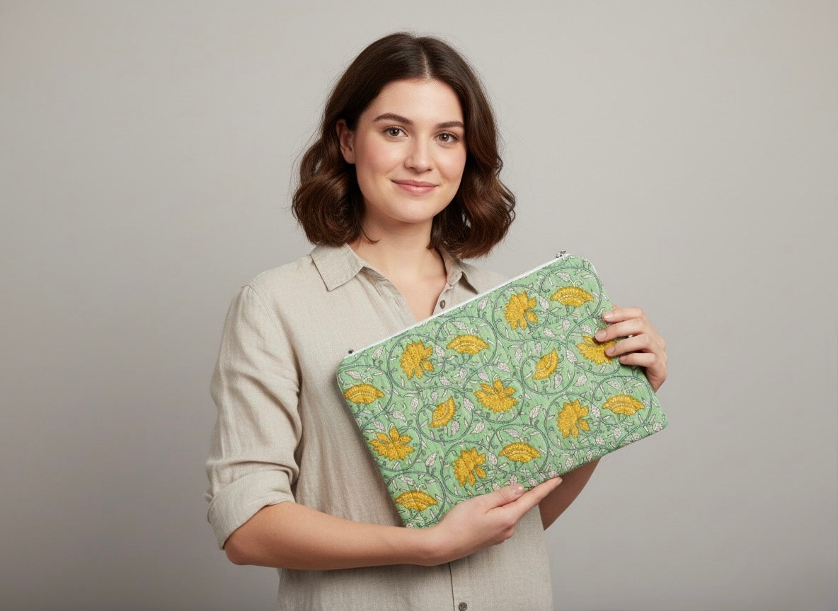 Meadow Bloom Quilted Laptop Sleeve (L)