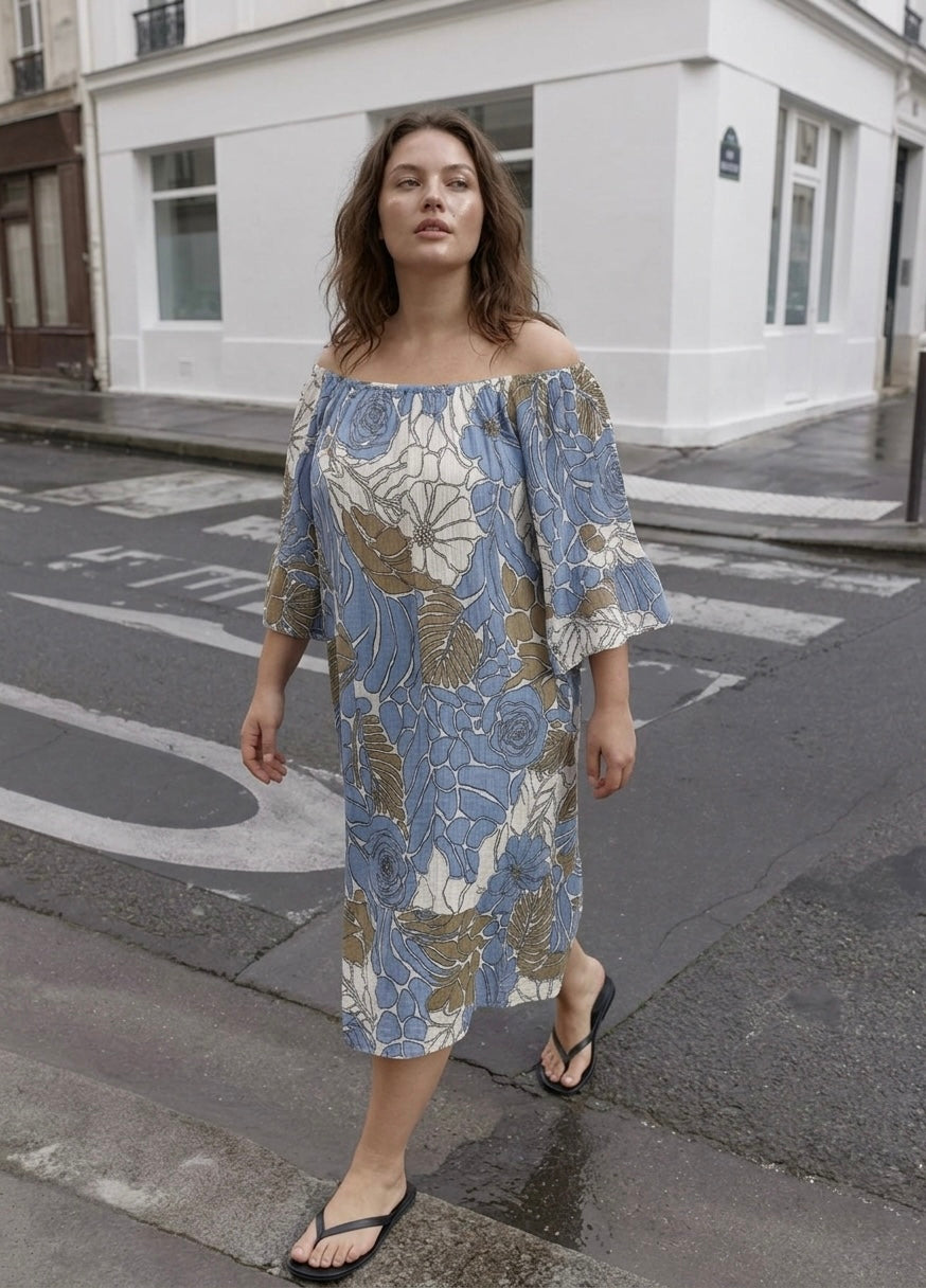 Elowen Floral Off-the-Shoulder Midi Dress