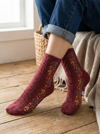 Wild Strawberry Burgundy Knit Socks