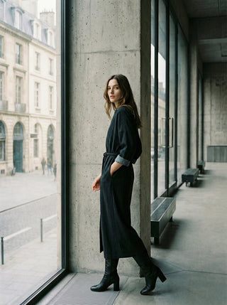 The Milano Pinstripe Belted Maxi Dress