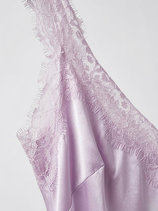 Lace-Trim Satin Cami- Soft Lilac