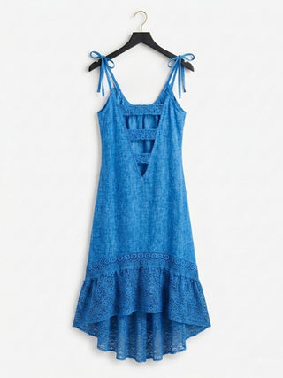 Linen Blend Shoreline Midi Dress- French Blue