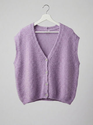 Cloud-Soft Alpaca Blend Button-Front Vest- Mauve