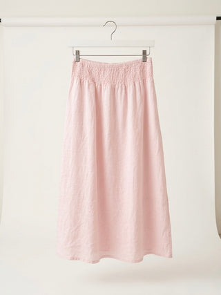 The Rose Linen Smocked Midi Skirt