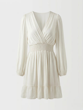 Silk-Blend Smocked Waist Mini Dress