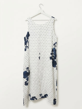 LINEN MIXED PRINT MAXI DRESS- ROYAL BLUE