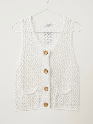 White Crochet Knit Vest