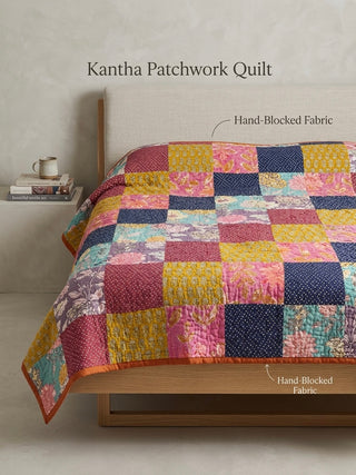 Bohemian Patchwork & Floral Reversible Queen Quilt
