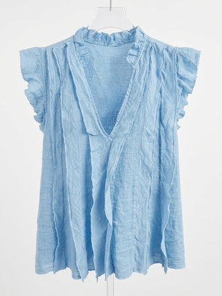 Capri Ruffle Top - Sky Blue
