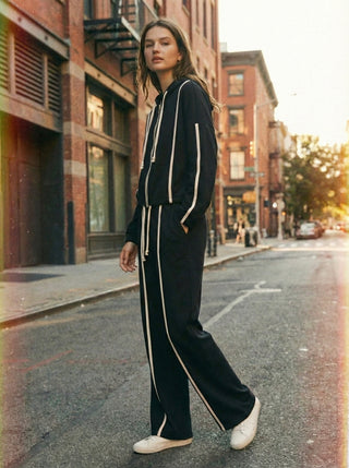 The Milano Contrast-Stripe Lounge Set- Black