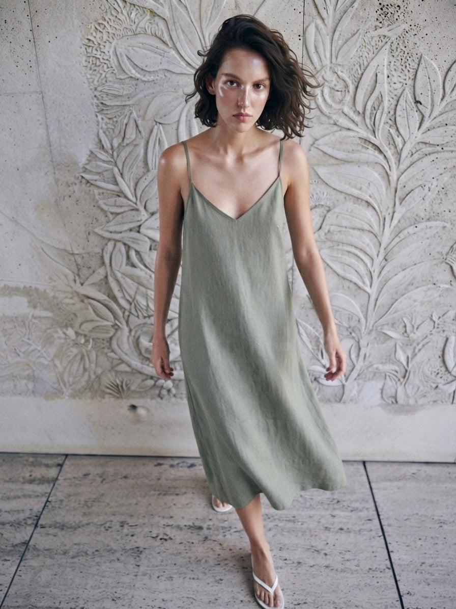 The Bellagio Organic Linen Slip Dress