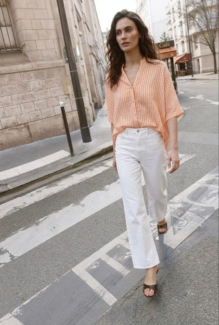 THE STRIPED RESORT SHIRT- APRICOT