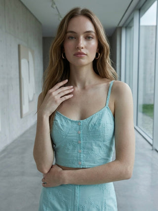 Seraphina Eyelet Bustier-  Pastel Turquoise