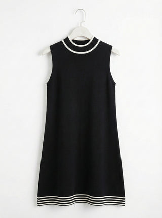 The Metro Mock-Neck Knit Dress- Black